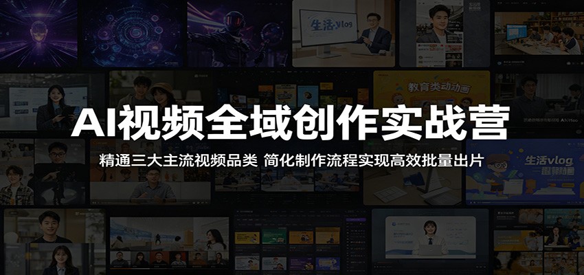 AI视频全域创作实战营：精通三大主流视频品类，简化制作流程实现高效批量出片-雨航网