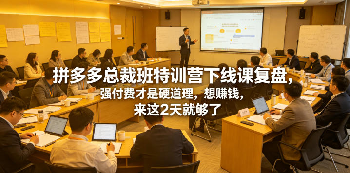 拼多多总裁班特训营下线课复盘，强付费才是硬道理，想賺钱，来这2天就够了-雨航网