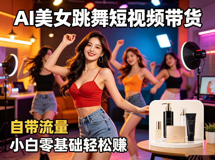 AI美女跳舞短视频带货：自带流量，小白零基础轻松賺，详细拆解-雨航网