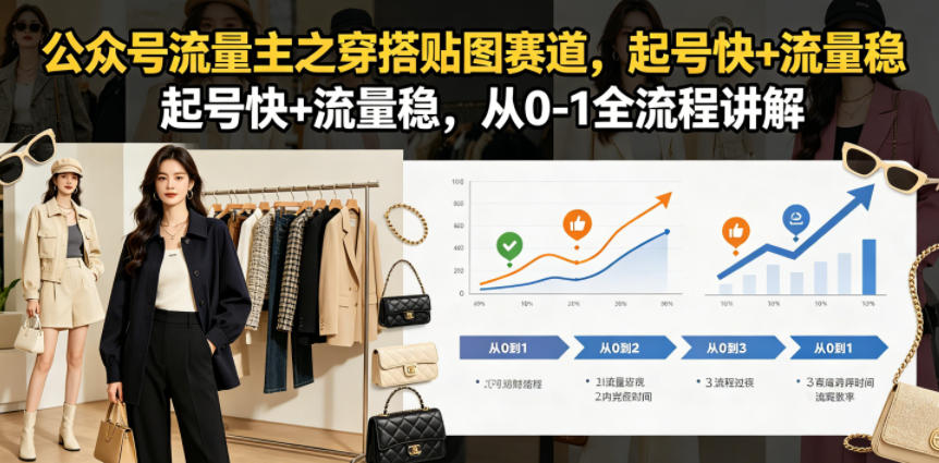 公众号流量主之穿搭贴图赛道，起号快+流量稳，从0-1全流程讲解-雨航网