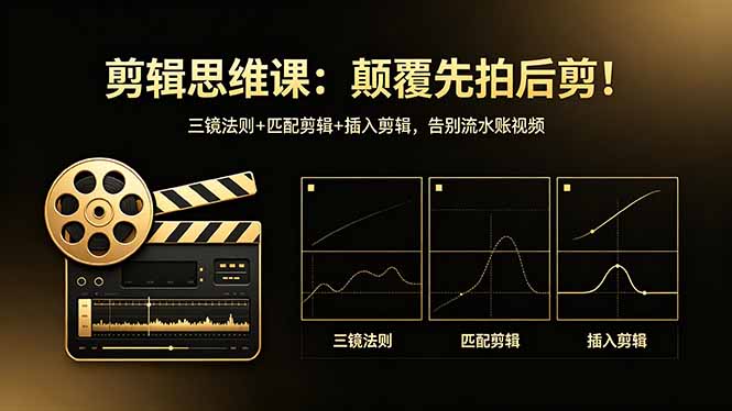 剪辑思维课：颠覆先拍后剪！三镜法则+匹配剪辑+插入剪辑，告别流水账视频-雨航网