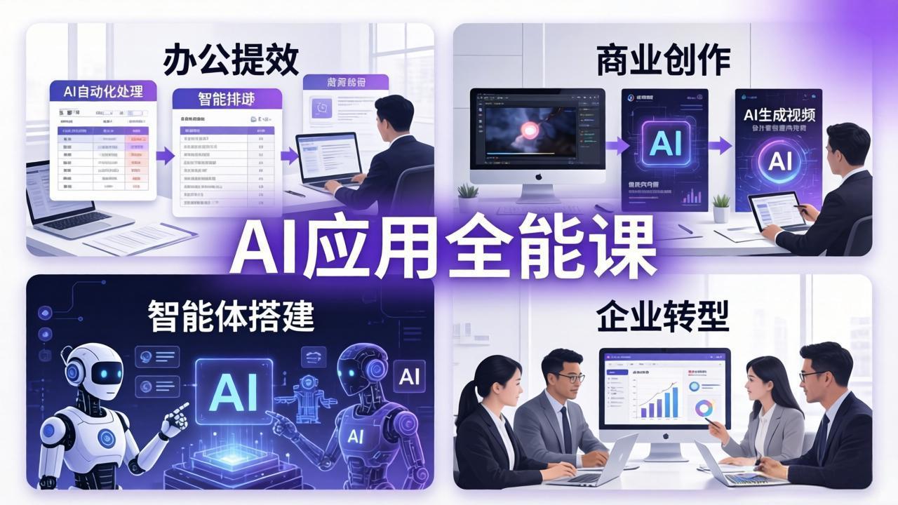 AIGC 应用师全能课-更新：办公提效、商业创作、智能体搭建、企业转型，一站式学会AI应用-雨航网