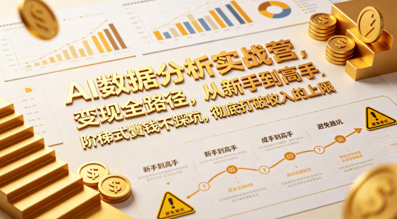 AI数据分析实战营，变现全路径，从新手到高手，阶梯式賺钱不踩坑，彻底打破收入的上限-雨航网