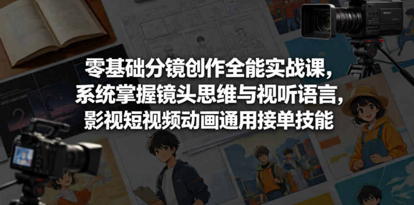 零基础分镜创作全能实战课,系统掌握镜头思维与视听语言,影视短视频动画通用接单技能-雨航网