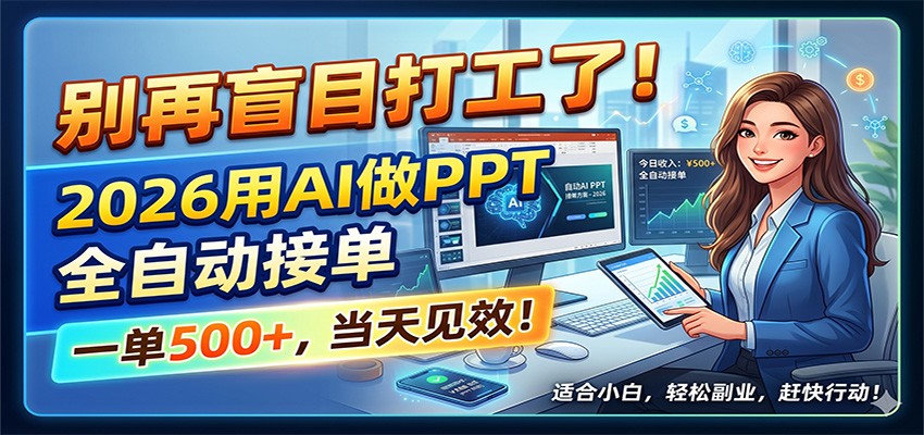 别再盲目打工了!2026用AI做PPT全自动接单,一单5张+,当天见效!-雨航网