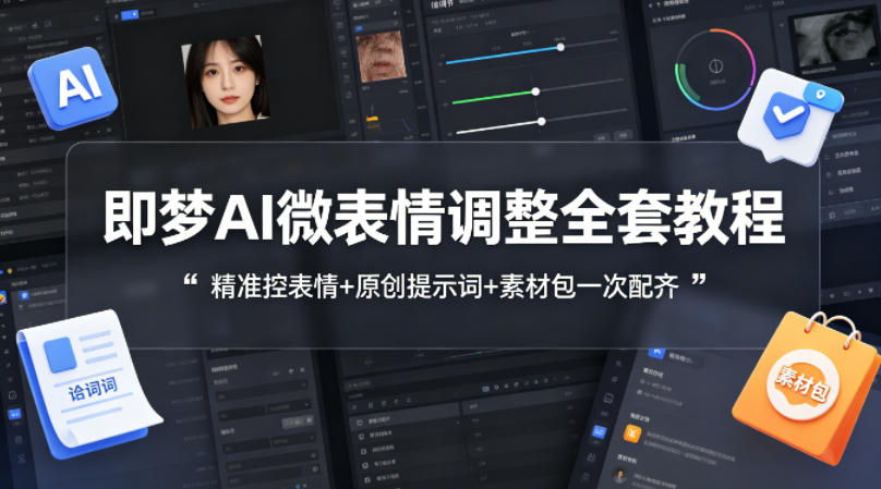 即梦AI微表情调整全套教程，精准控表情+原创提示词+素材包一次配齐-雨航网