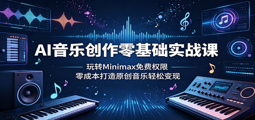 AI音乐创作零基础实战课：玩转Minimax免费权限，零成本打造原创音乐轻松变现-雨航网