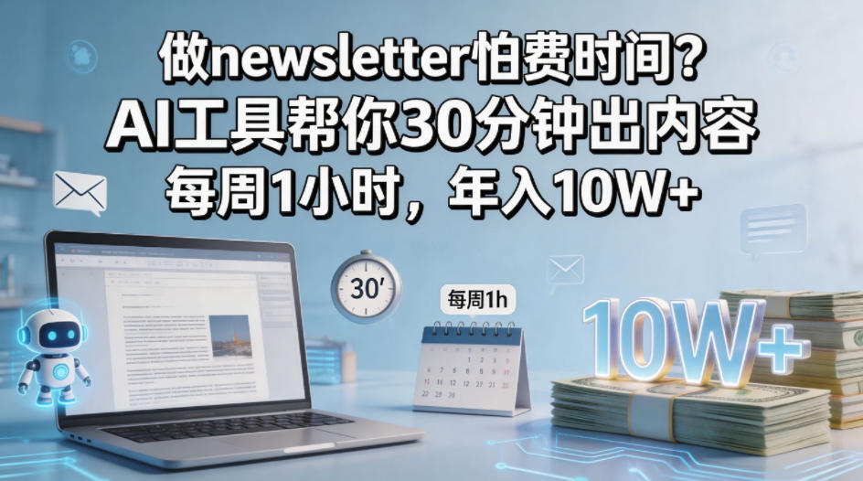 做newsletter怕费时间？AI工具帮你30分钟出内容，每周1小时，年入10W+！【原创双语字幕】-雨航网