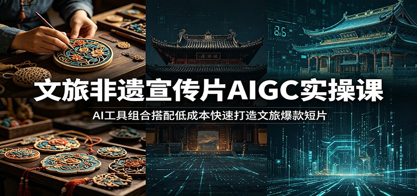 文旅非遗宣传片AIGC实操课：AI工具组合搭配低成本快速打造文旅爆款短片-雨航网