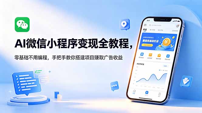 AI微信小程序变现全教程，零基础不用编程，手把手教你搭建项目赚取广告收益-雨航网
