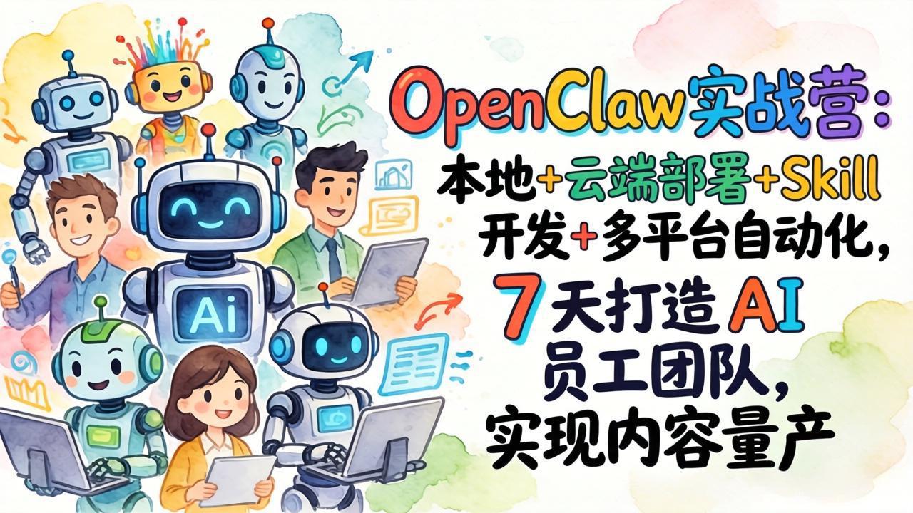 OpenClaw实战营：本地+云端部署+Skill开发+多平台自动化，7 天打造 AI 员工团队，实现内容量产-雨航网