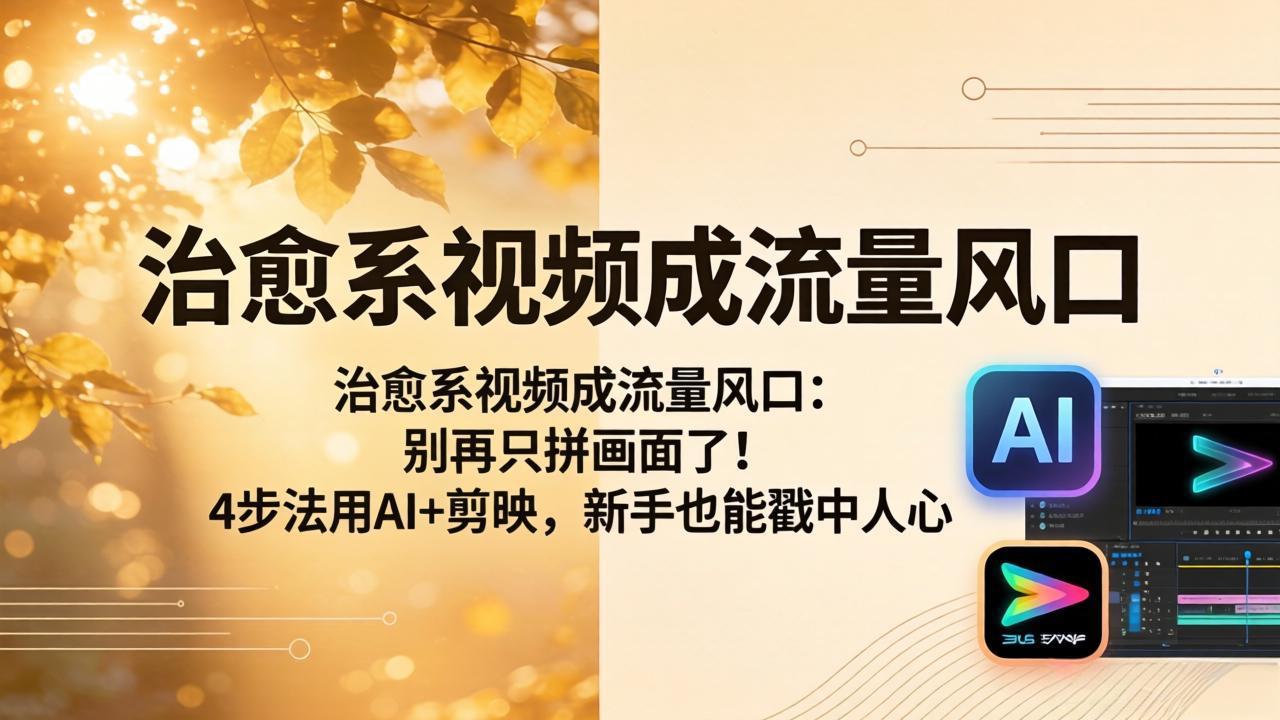 治愈系视频成流量风口：别再只拼画面了！4步法用AI+剪映，新手也能戳中人心-雨航网