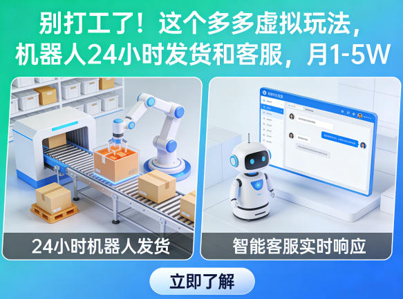 别打工了！这个多多虚拟玩法，机器人24小时发货和客服，月1-5W【揭秘】-雨航网