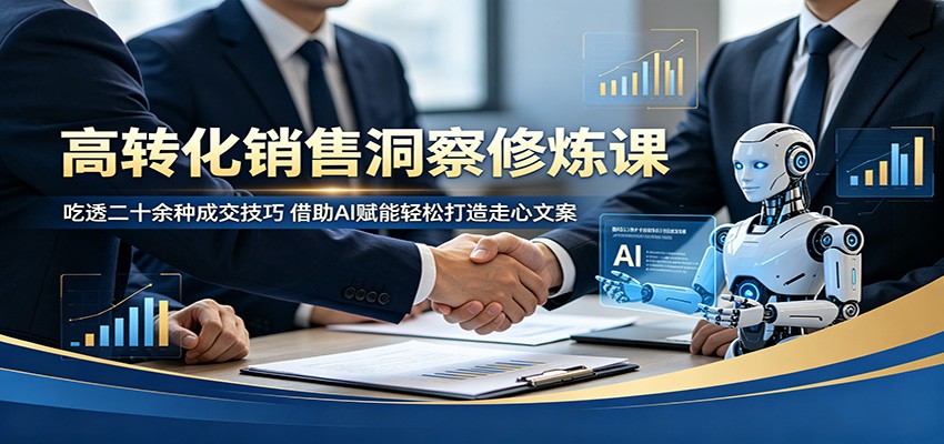 高转化销售洞察修炼课：吃透二十余种成交技巧，借助AI赋能轻松打造走心文案-雨航网
