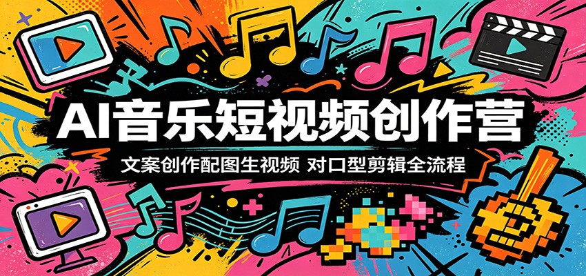 AI音乐短视频创作营:文案创作配图生视频,对口型剪辑全流程-雨航网