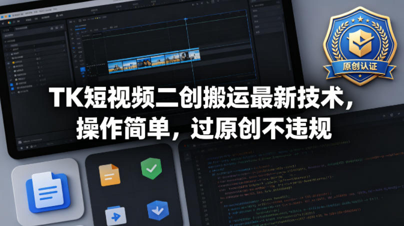 TK短视频二创搬运最新技术，操作简单，过原创不违规-雨航网