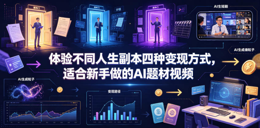 体验不同人生副本四种变现方式,适合新手做的AI题材视频-雨航网