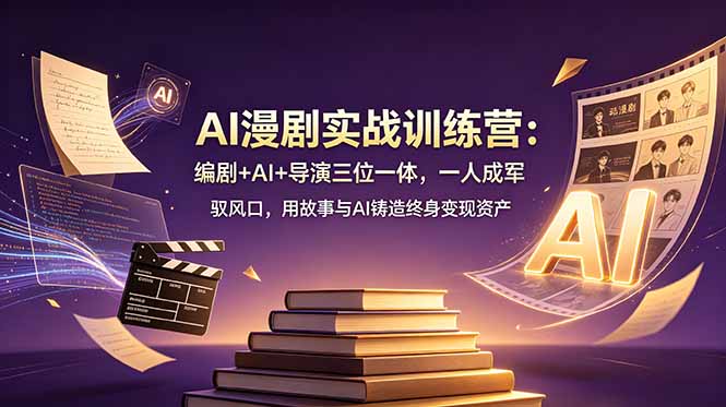 AI漫剧实战训练营：编剧+AI+导演三位一体，一人成军 驭风口，用故事与AI铸造终身变现资产-雨航网