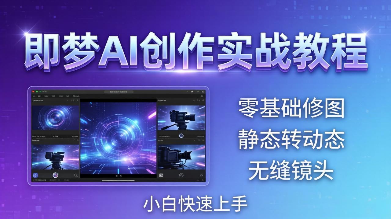 即梦AI创作实战教程，从零基础修图到AI导演，实战教学静态转动态+无缝镜头，小白快速上手-雨航网