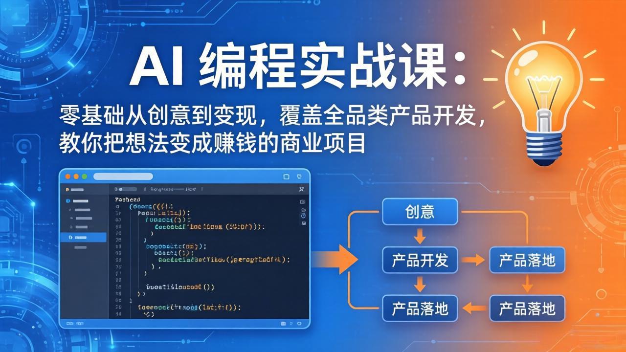 AI编程实战课-第三期-5月更新：零基础从创意到变现，覆盖全品类产品开发，把想法变成赚钱项目-雨航网