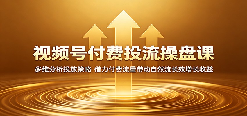 视频号付费投流操盘课：多维分析投放策略，借力付费流量带动自然流长效增长收益-雨航网