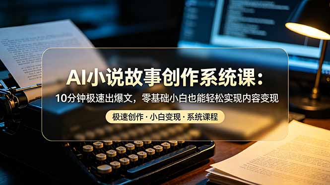 AI小说故事创作系统课：10分钟极速出爆文，零基础小白也能轻松实现内容变现-雨航网