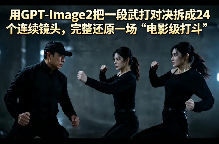 用GPT-Image2把一段武打对决拆成24个连续镜头，完整还原一场“电影级打斗”-雨航网