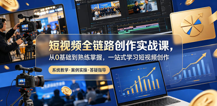 短视频全链路创作实战课，从0基础到熟练掌握，一站式学习短视频创作-雨航网