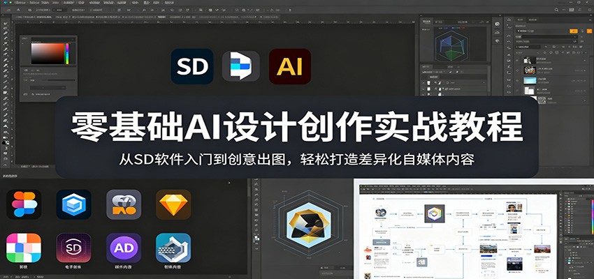 零基础AI设计创作实战教程：从SD软件入门到创意出图，轻松打造差异化自媒体内容-雨航网