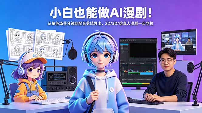 小白也能做AI漫剧！从角色场景分镜到配音剪辑导出，2D/3D/仿真人漫剧一步到位-雨航网