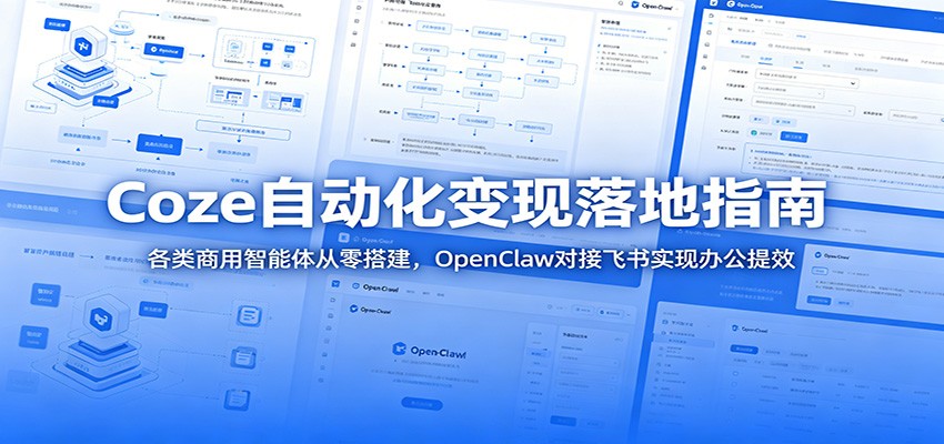 Coze自动化变现落地指南：各类商用智能体从零搭建，OpenClaw对接飞书实现办公提效-雨航网