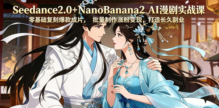 Seedance2.0+NanoBanana2 AI漫剧实战课,零基础复刻爆款成片涨粉变现,打造长久副业收益-雨航网