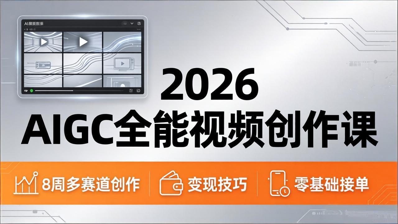 2026AIGC全能视频创作课，8周吃透多赛道创作+变现，零基础也能高效出片接单-雨航网