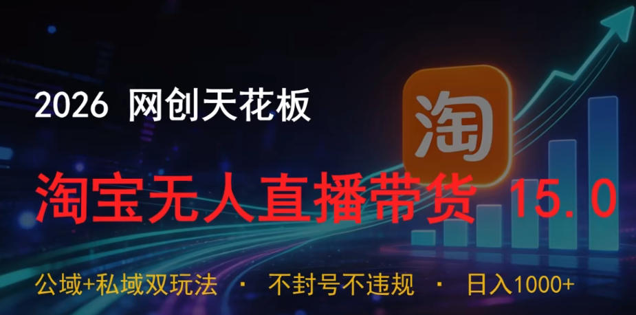 2026网创天花板，淘宝无人直播带货15.0，公域+私域双玩法，日入1k+，不违规不封号【揭秘】-雨航网