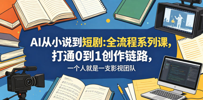AI从小说到短剧全流程系列课,打通0到1创作链路,一个人就是一支影视团队-雨航网