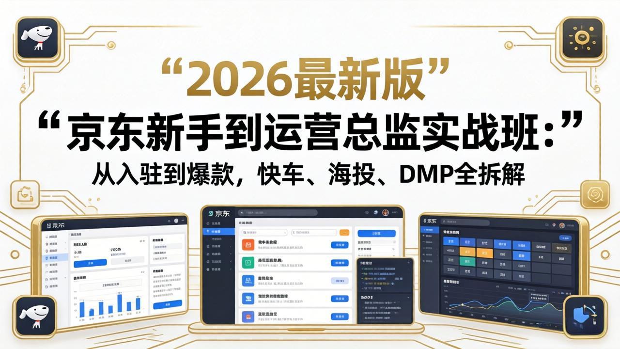 京东新手到运营总监实战班：从入驻到爆款，快车、海投、DMP全拆解，2026最新版-雨航网
