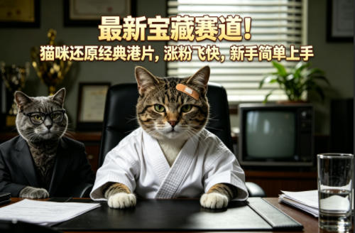 最新宝藏赛道！猫咪还原经典港片，涨粉飞快，新手简单上手-雨航网