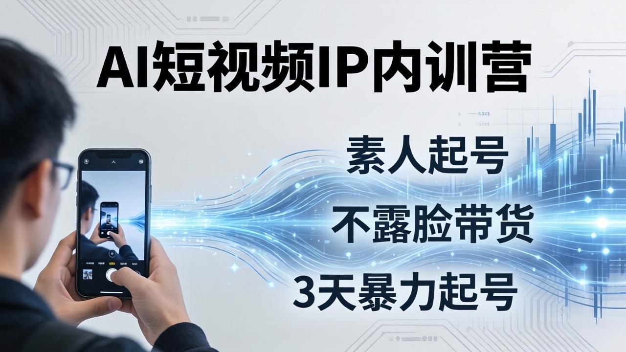 2026AI短视频IP内训营：从素人起号到不露脸带货，3天暴力起号全流程拆解-雨航网