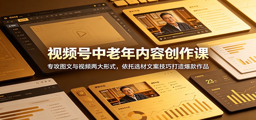 视频号中老年内容创作课：专攻图文与视频两大形式，依托选材文案技巧打造爆款作品-雨航网