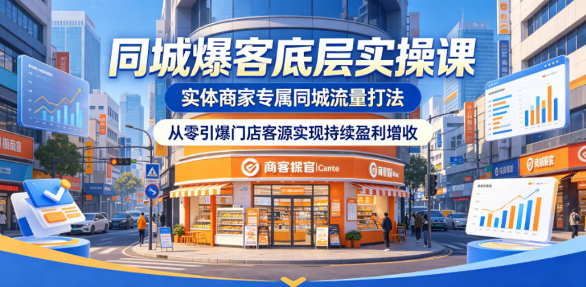 同城爆客底层实操课,实体商家专属同城流量打法,从零引爆门店客源实现持续盈利增收-雨航网