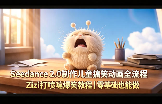 Seedance 2.0制作儿童搞笑动画全流程Zizi打喷嚏爆笑教程｜零基础也能做-雨航网