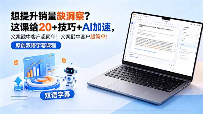 想提升销量缺洞察？这课给 20 + 技巧 + AI 加速，文案戳中客户超简单！【原创双语字幕】-雨航网