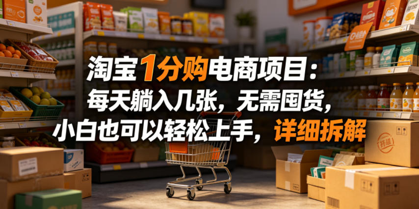 淘宝1分购电商项目：每天躺入几张，无需囤货，小白也可以轻松上手，详细拆解-雨航网