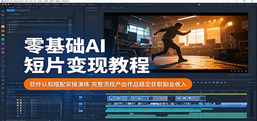 零基础AI短片变现教程：软件认知搭配实操演练，完整流程产出作品稳定获取副业收入-雨航网