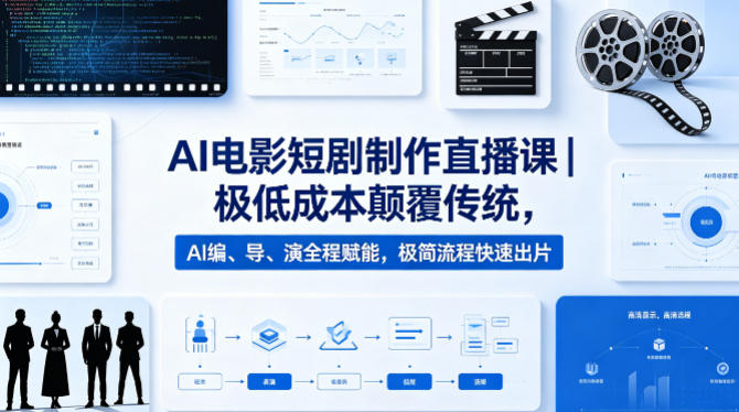 AI电影短剧制作直播课｜极低成本颠覆传统，AI编、导、演全程赋能，极简流程快速出片-雨航网
