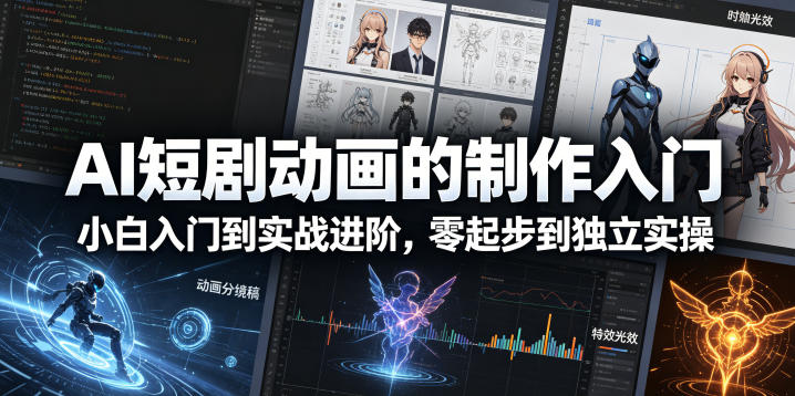 AI短剧动画的制作入门，小白入门到实战进阶，零起步到独立实操-雨航网
