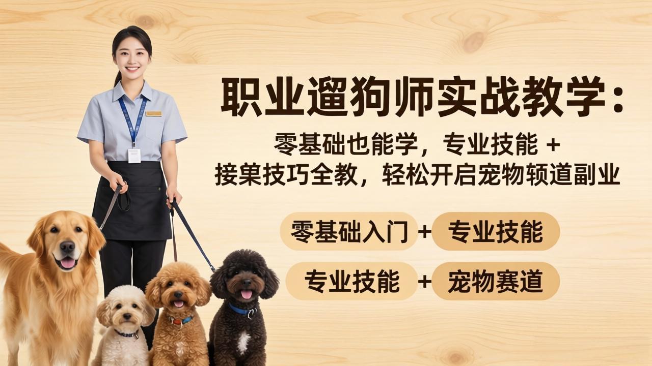 职业遛狗师实战教学：零基础也能学，专业技能 + 接单技巧全教，轻松开启宠物赛道副业-雨航网
