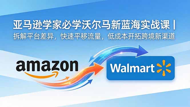 亚马逊卖家必学沃尔玛新蓝海实战课｜拆解平台差异，快速平移流量，低成本开拓跨境新渠道-雨航网