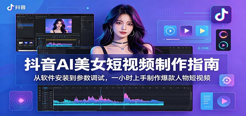抖音AI美女短视频制作指南：从软件安装到参数调试，一小时上手制作爆款人物短视频-雨航网