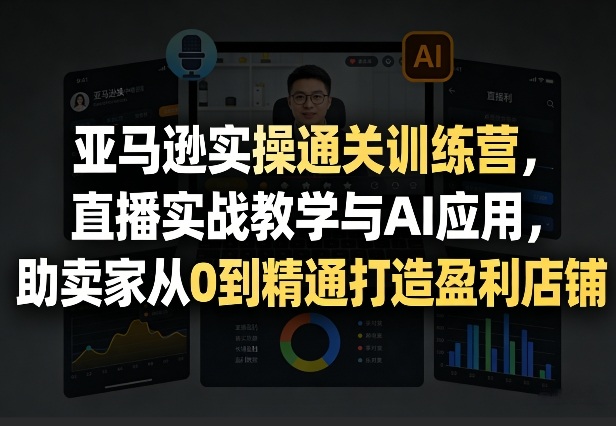 亚马逊实操通关训练营，直播实战教学与AI应用，助卖家从0到精通打造盈利店铺(更新4月17日)-雨航网